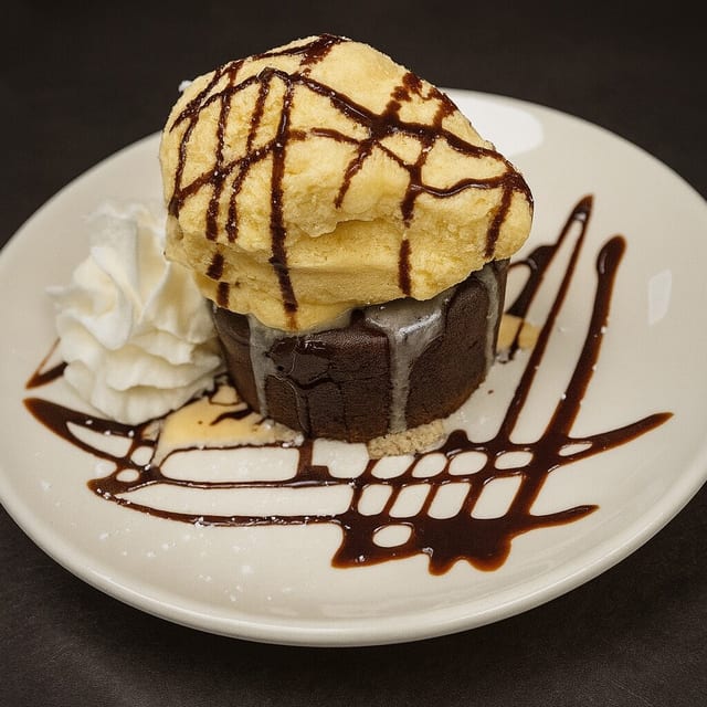 Lava Cake with Ice Cream.